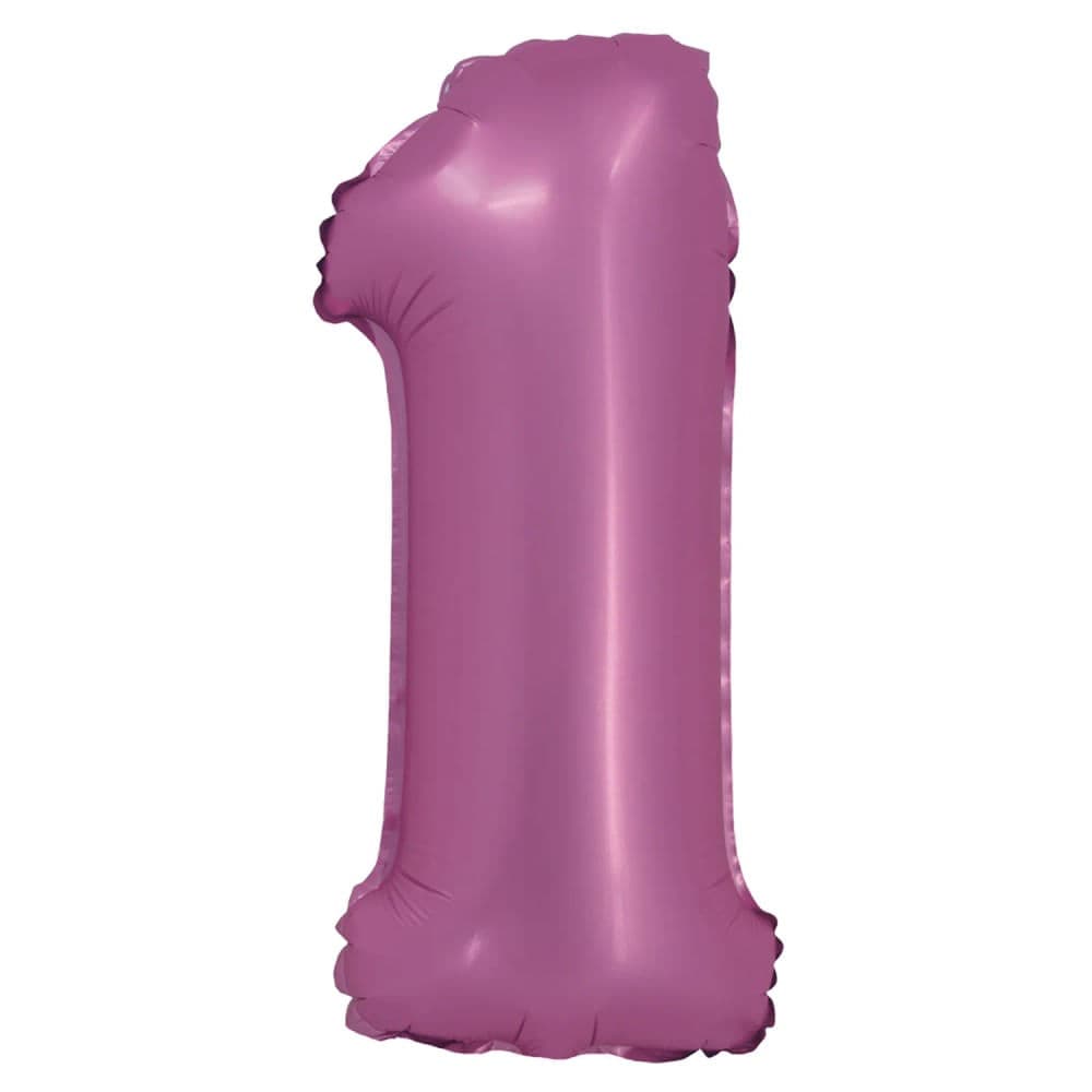 Balão Cromado Número 1 Rosa 20cm - Silver Plastic