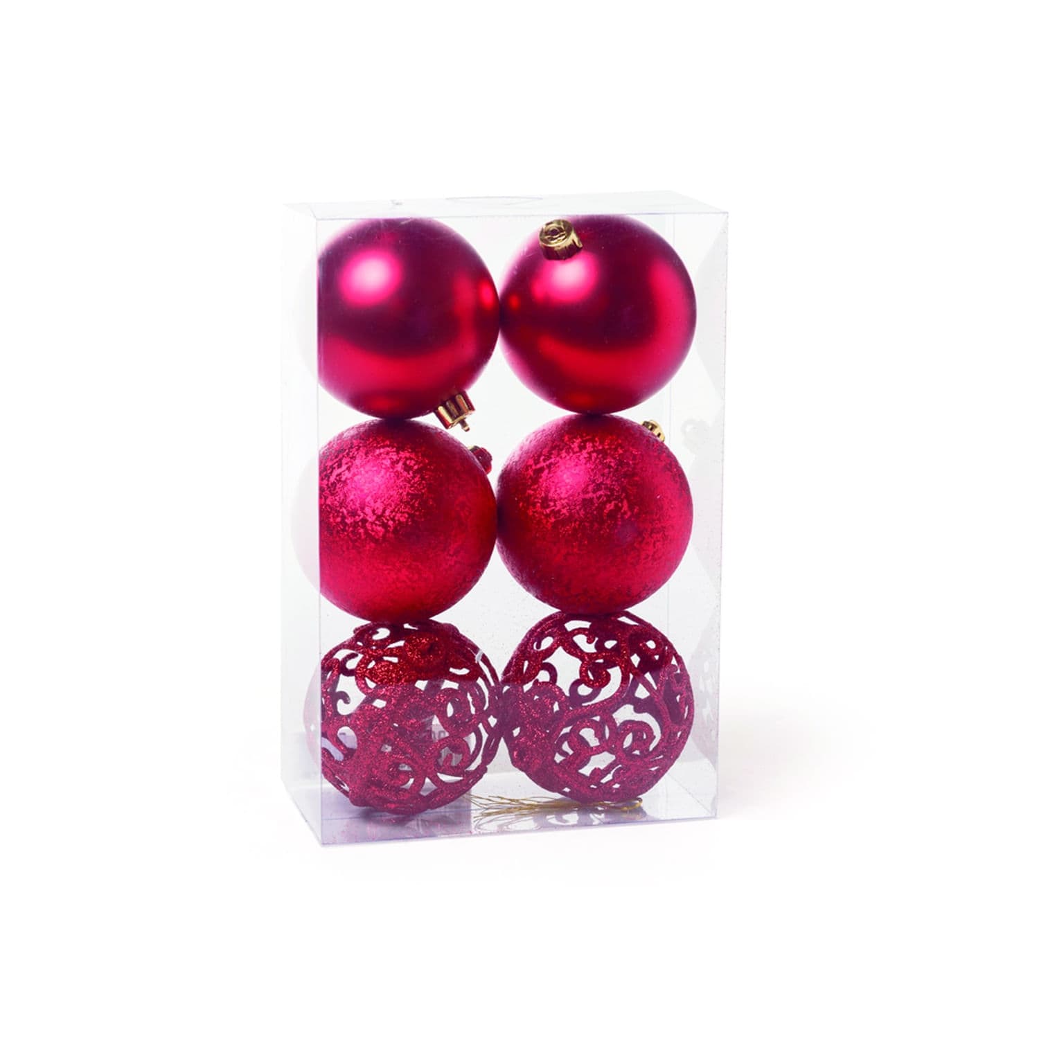 Bola de Natal Mista 6 Peças Vermelho - Hub.me