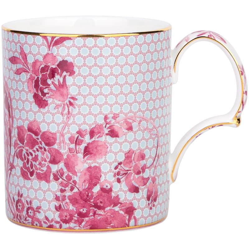 Caneca Regency Damask Flor Pink 350ml - Tea Delight