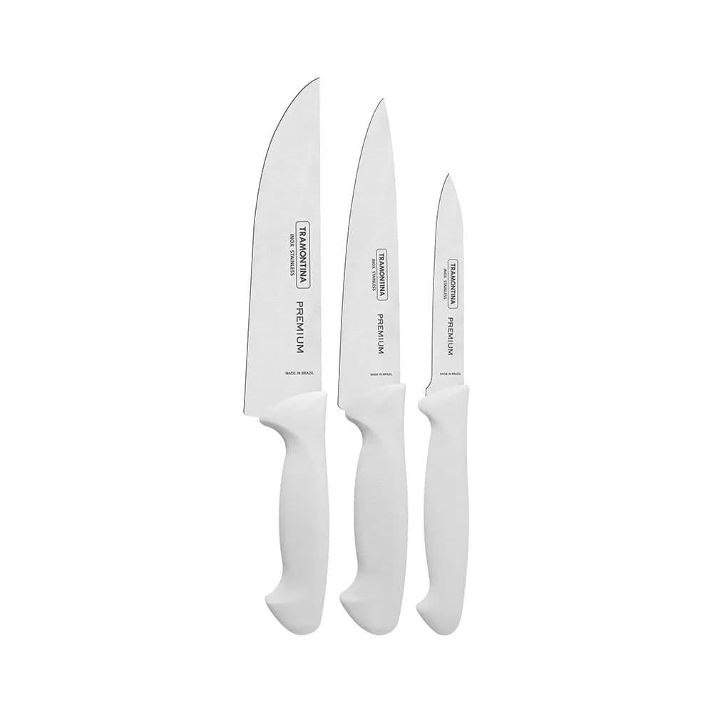 Jogo de Facas 3 Peças Premium Branco - Tramontina