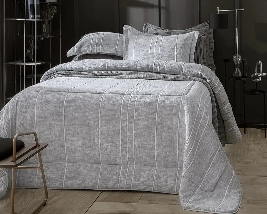 Kit Edredom Comforter Jacquard Coimbra King - Naturalle Fashion