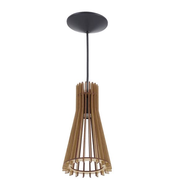 Pendente 1 Lâmpada Madeira Marrom Oslo Ilux