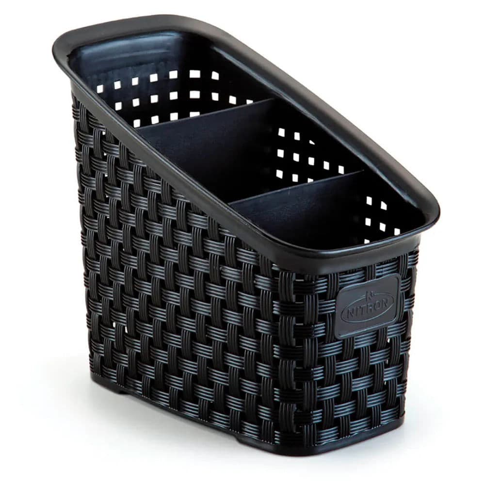 Porta Talheres Rattan Preto - Nitron