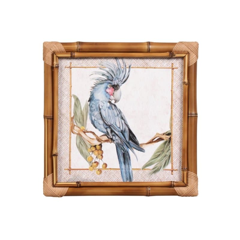 Quadro Bambu Tropical Birds Cacatua Azul Maison Blanche 35 x 35 cm