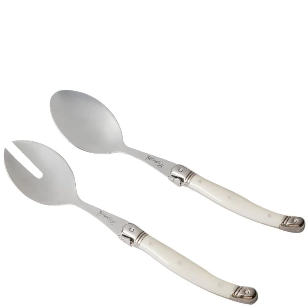 Talher para Salada de Aço Inox Laguiole Branco 2pçs