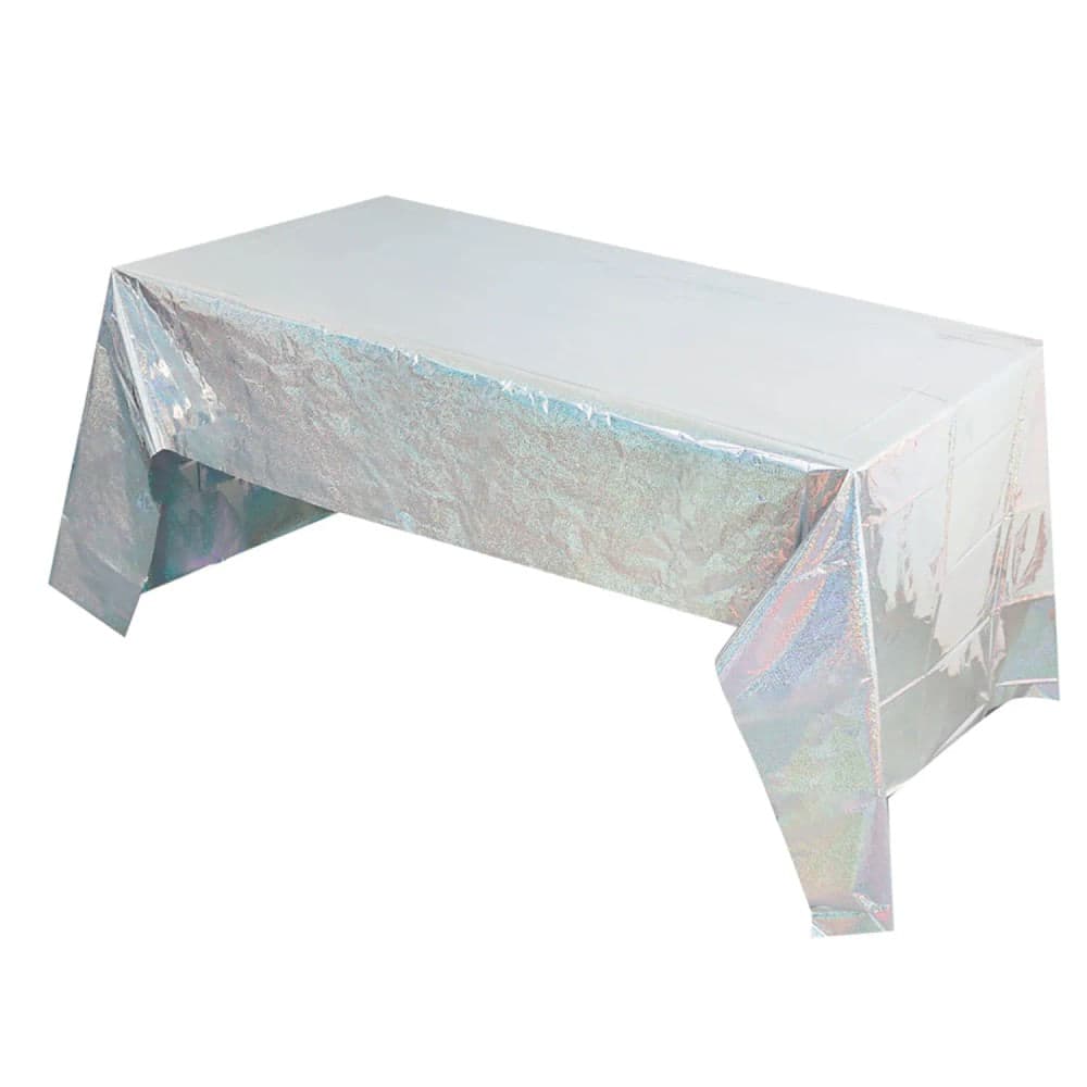 Toalha de Mesa Holográfica Prateada 1,37x2,74m - Silver Festas