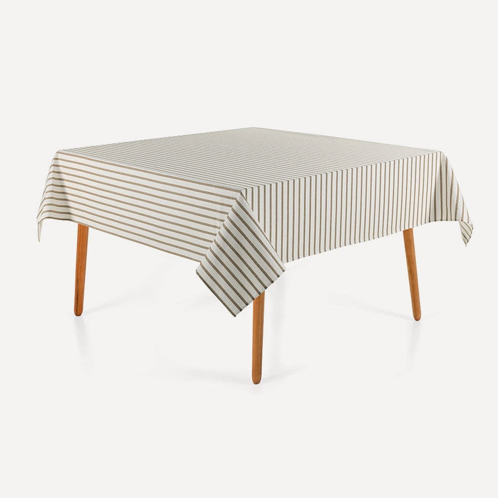 Toalha de Mesa Quadrada 8 Lugares Zaira Branco/Taupe