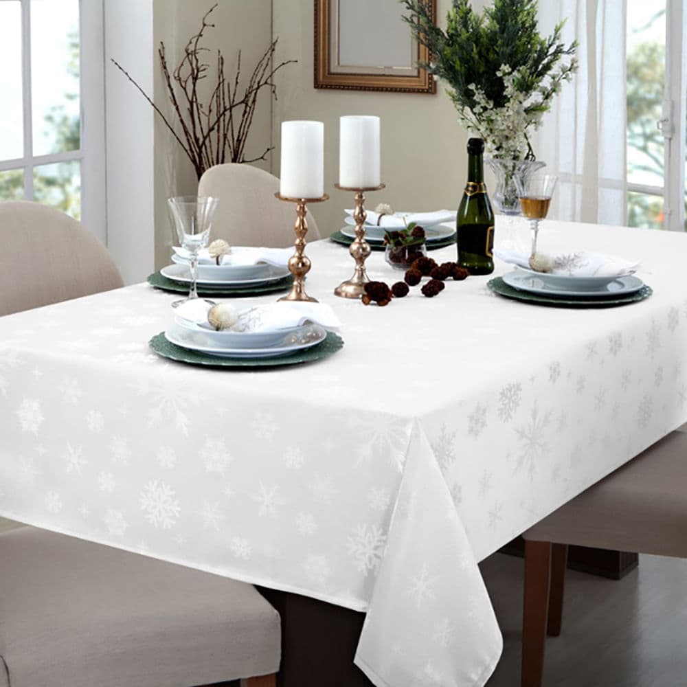 Toalha de Mesa Retangular Natal 1,40x2,10m Snow Branca - Branyl