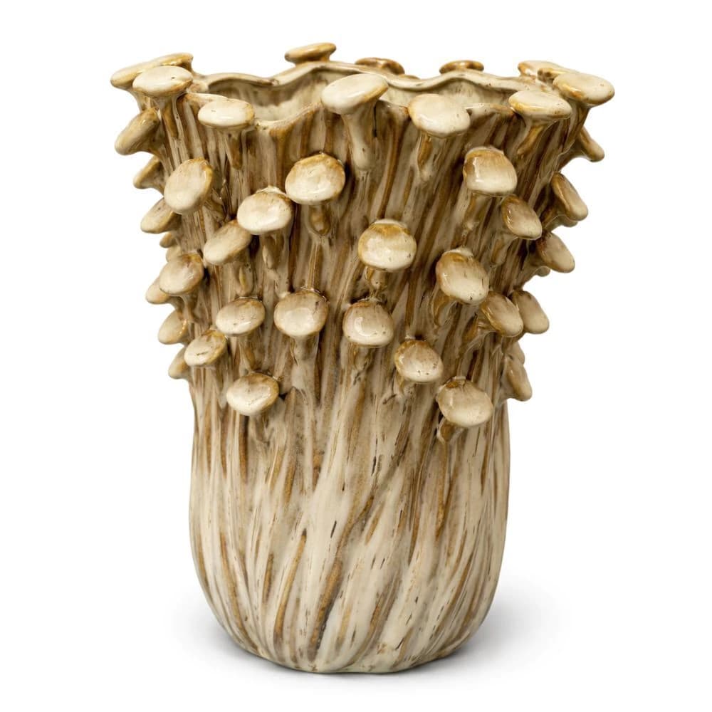 Vaso de Cerâmica Mushrooms Bege 30x25cm