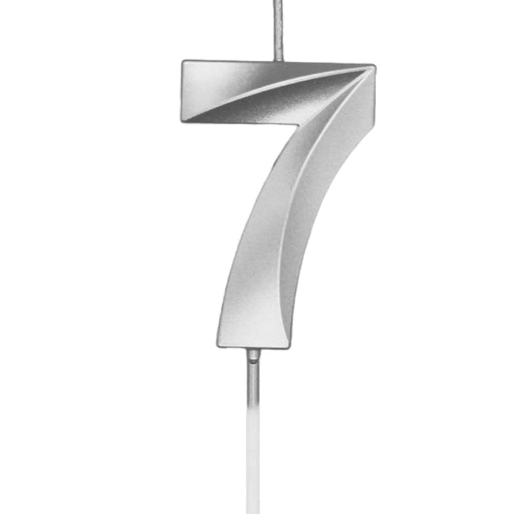 Vela de Aniversário Mini Número 7 Prata - Silver Plastic
