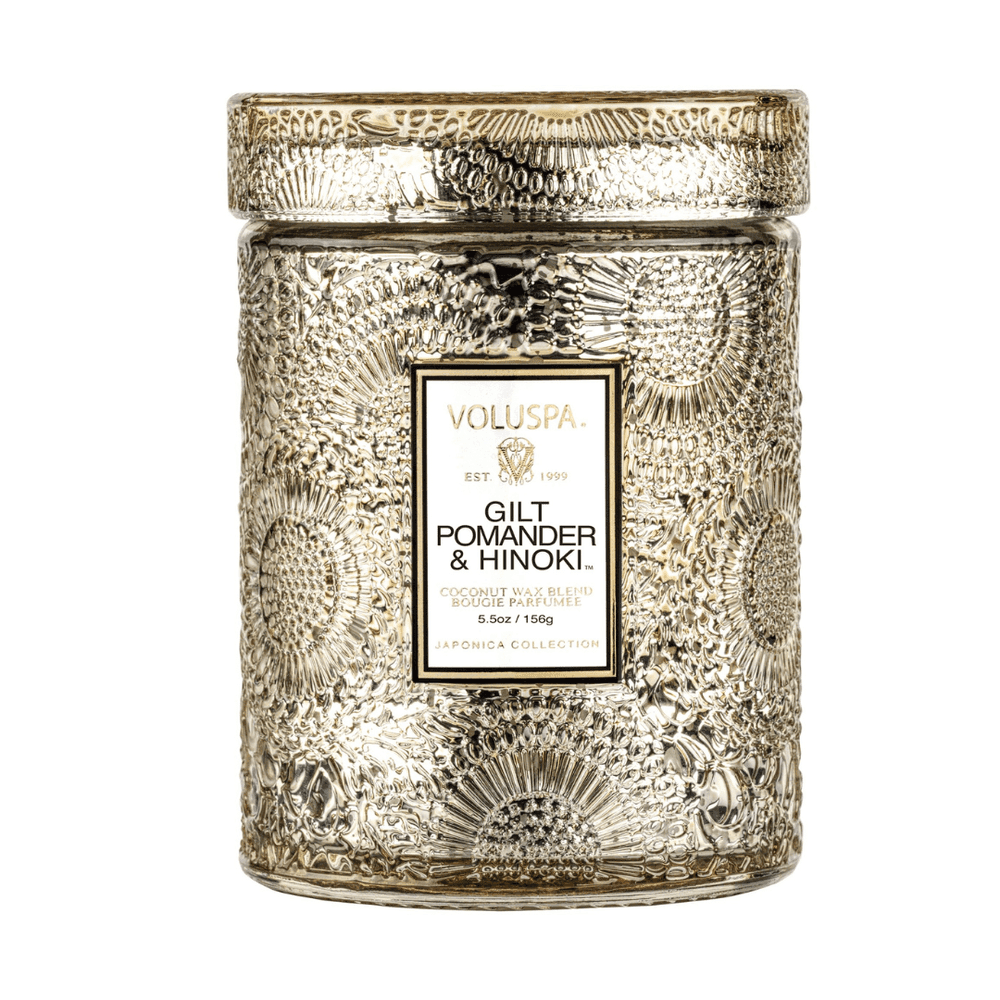 Vela Pote G 100h Tampa Vidro Relevo Gilt Pomander - Voluspa