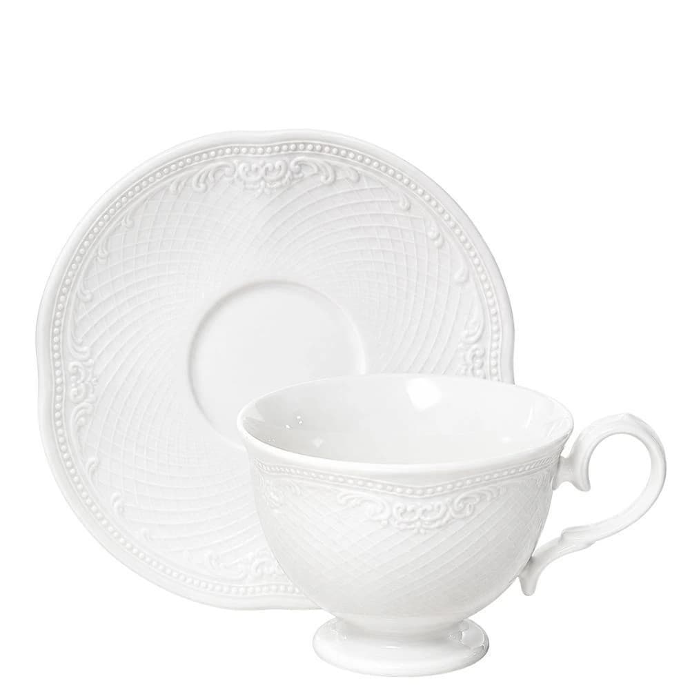 Xícara para Chá com Pires de Porcelana Noble 250ml 6pçs