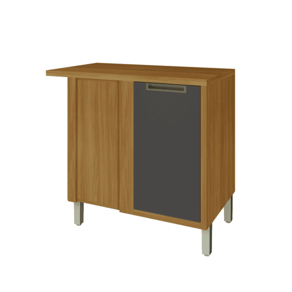 Balcão de Cozinha MDF Freijó e Grafite com 1 Porta 93x86x52cm Turquesa Nesher
