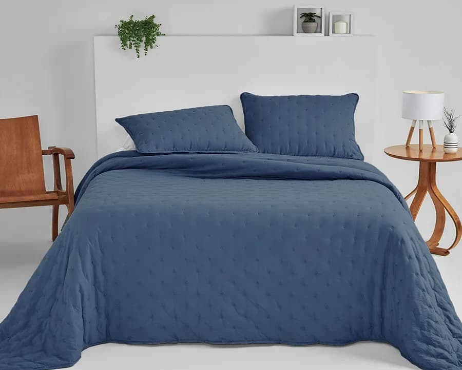 Colcha de Matelassê Poá Washed King com 2 Porta Travesseiros - Casa com Casa