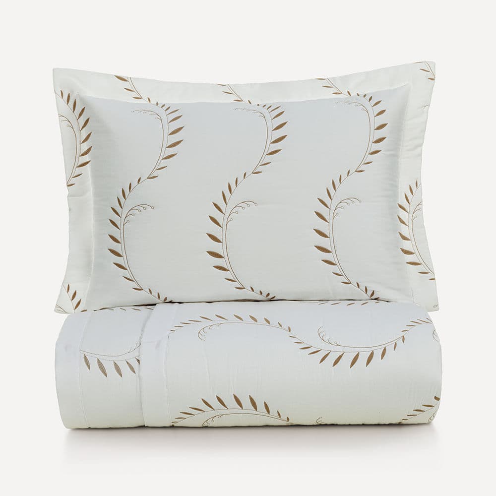 Colcha King com 2 Porta-travesseiros 300 Fios Aruna Branco/Nude