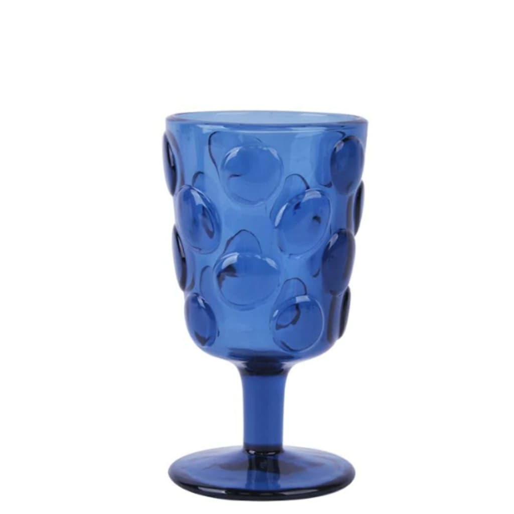 Conjunto de Taça para Água de Vidro Bubble Azul 260ml 6pçs