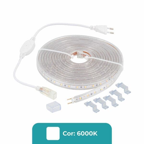Fita de Led Luz Branca IP65 14,4W 220V Gaya 5m