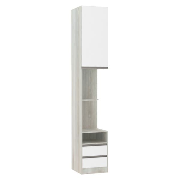 Guarda-Roupa Módulo Mesa Cabeceira Esquerda Legno 1 Porta de Abrir Branco 2 Gavetas MDP 236x40,3x45cm Prime Luciane