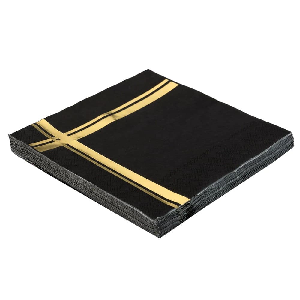 Guardanapo de Papel 2 Folhas 20 Unidades 33cm Estampado Preto - Silver Plastic