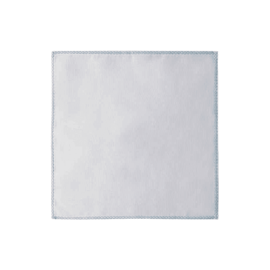 Guardanapo de Tecido Bordado Manu Fisch Branco e Azul 48 cm