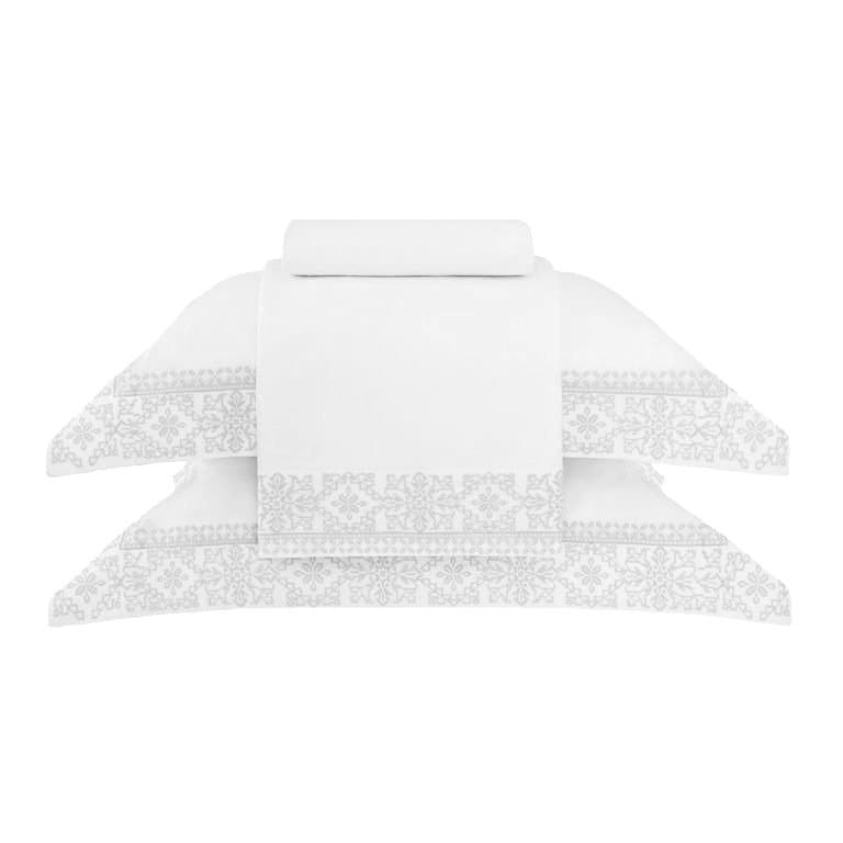 Jogo De Cama Super King Aida 300 Fios Buddemeyer Cinza 2,80 x 2,90 m