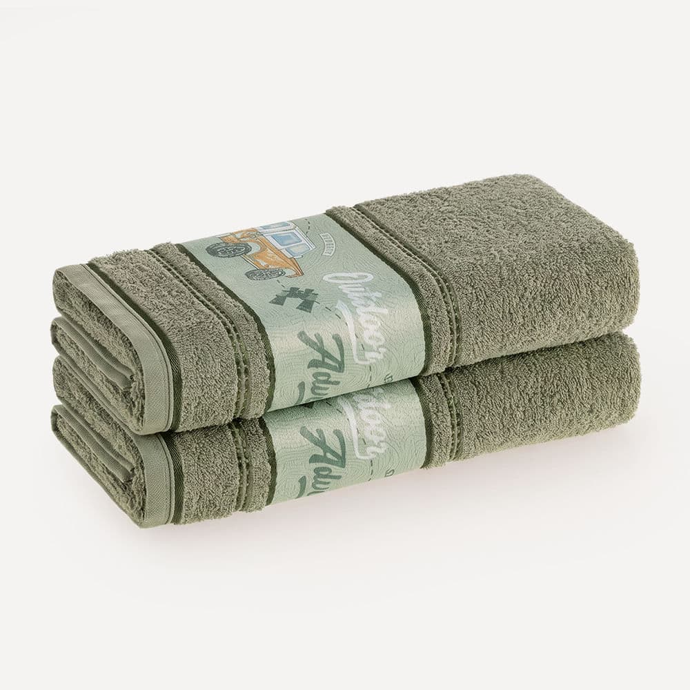 Kit 2 Toalhas de Banho Infantis Forest Eucalipto