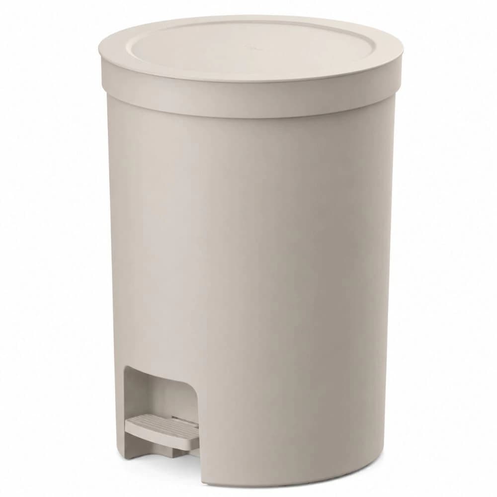 Lixeira com Pedal ou Trium Redonda Bege 30l