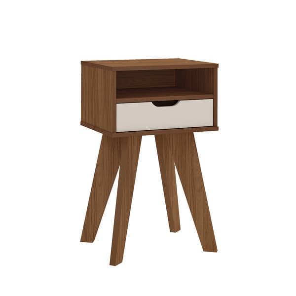 Mesa de Cabeceira 73x44,5x35cm MDF e MDP Cedro e Off White com Gaveta Vip Artely