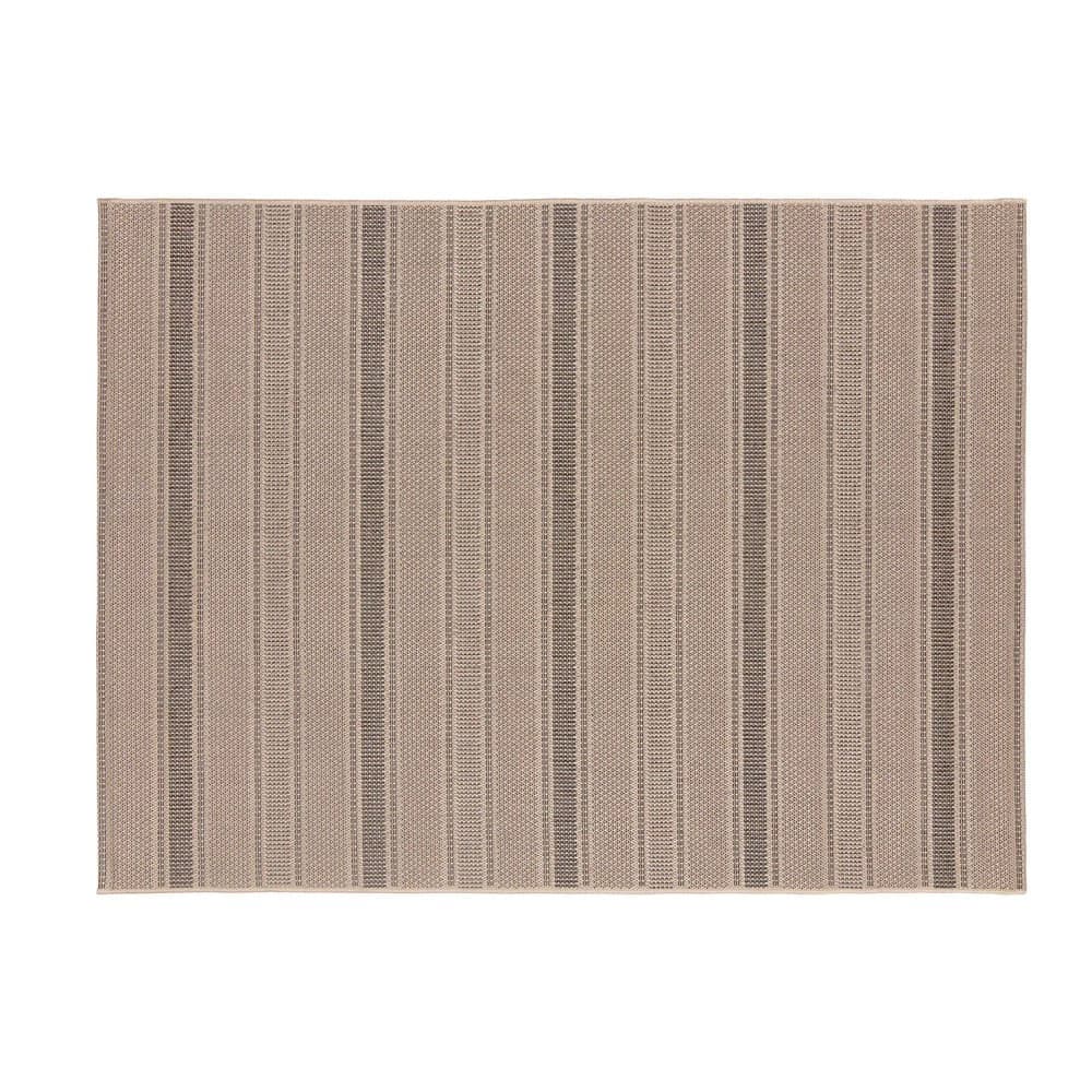 Passadeira Eco-nature Riscas 57x180cm Bege Chumbo - Têxtil J. Serrano