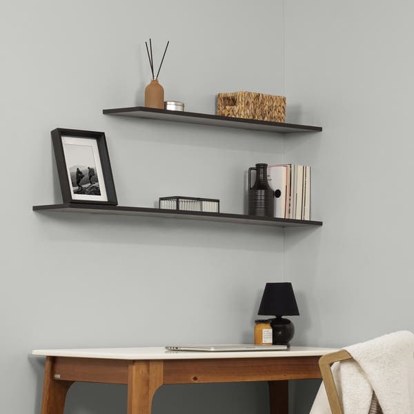 Prateleira de Madeira MDP Preta 90x20cm com Suporte Invisível Criar Zamar