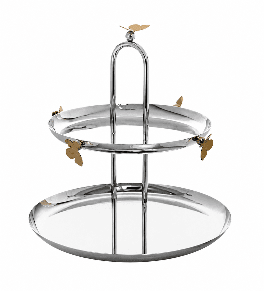 Prato para Doces Farfalla 2 Andares em Inox - Full Fit