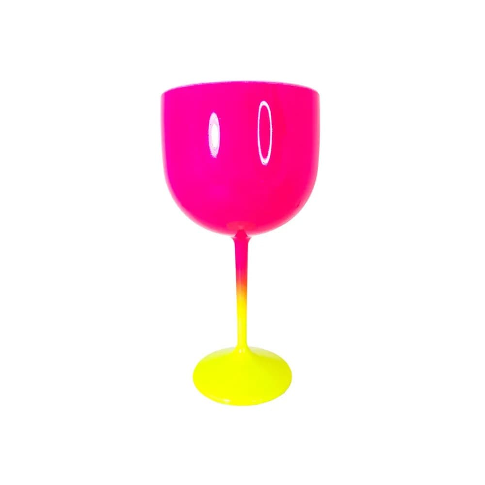 Taça de Gin Fluor 550mL Pink e Amarelo - M&ca Plásticos