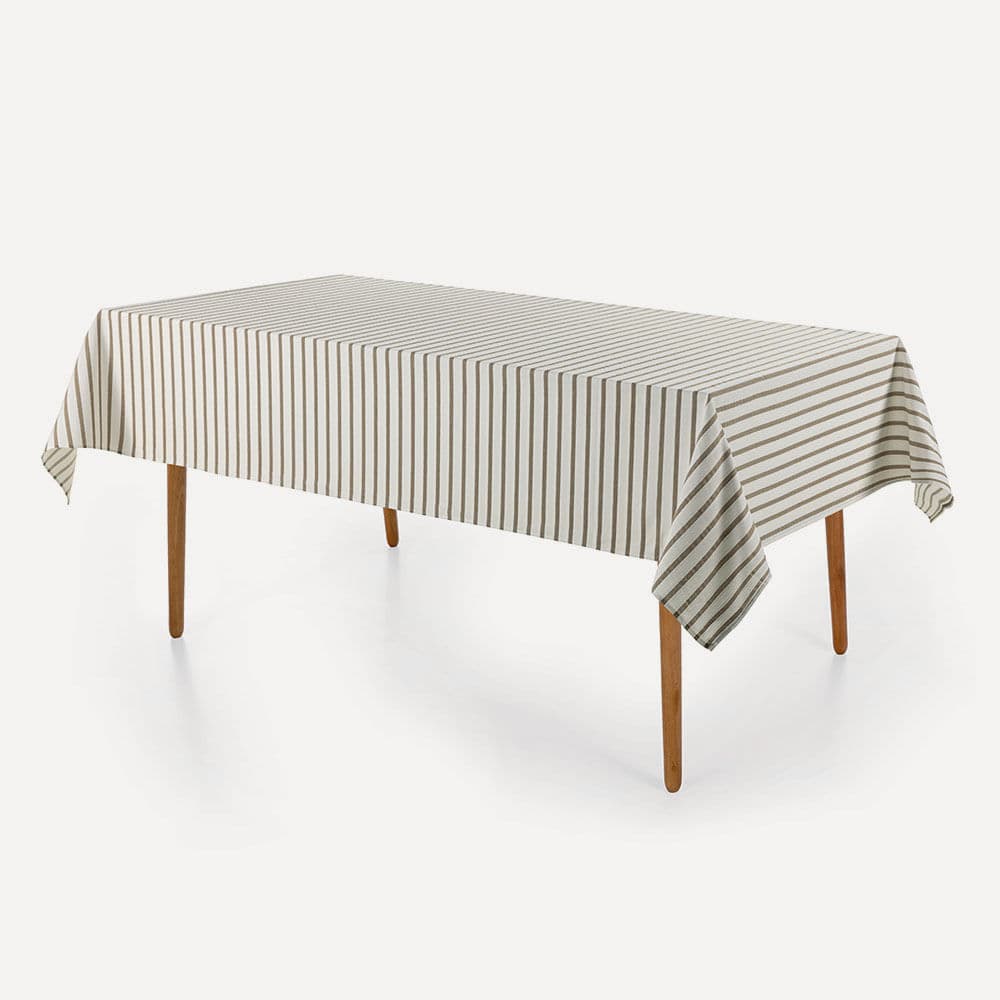 Toalha de Mesa Retangular 6 Lugares Zaira Branco/Taupe