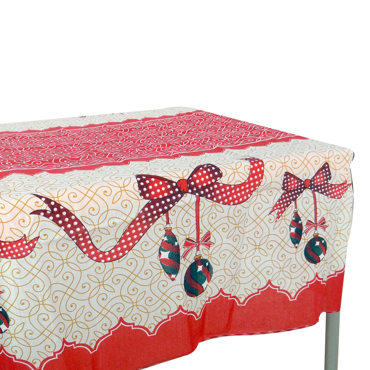 Toalha Mesa Ret Natal 2,95x1,35m Laços - Bat