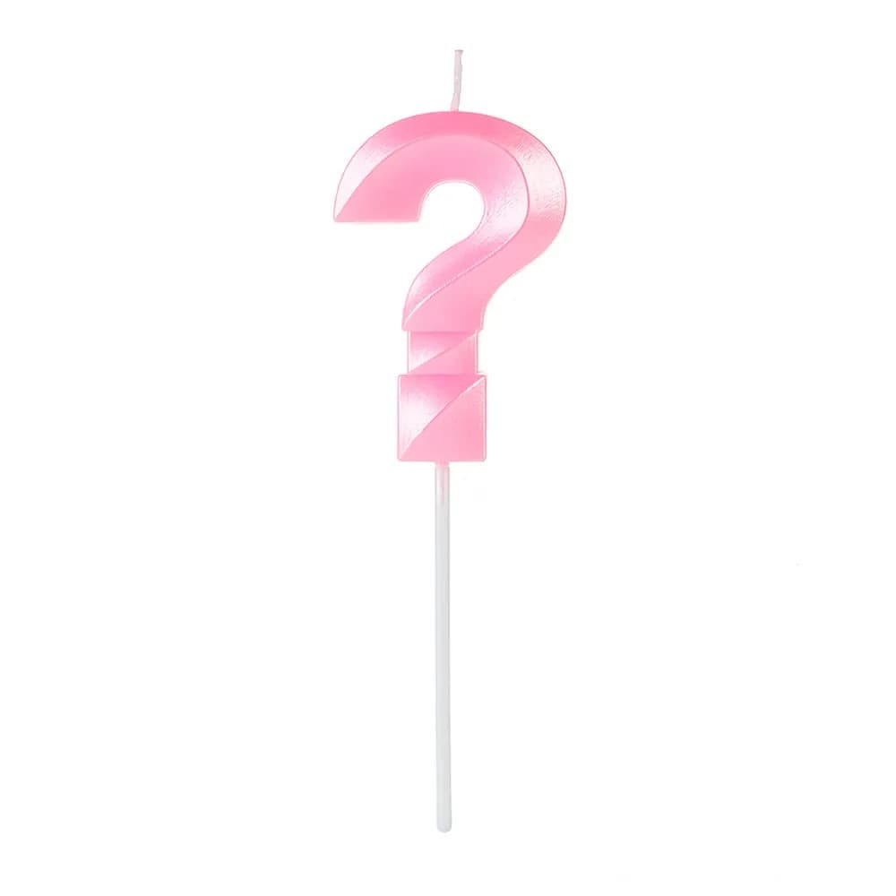 Vela de Aniversário Interrogação Perolizada Rosa - Silver Plastic